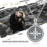 Sterling Sliver Compass Urn Necklace for Ashes