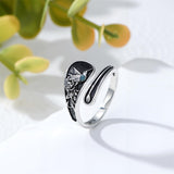 Sterling Silver Dragonfly Jesus Fish Adjustable Spoon Ring for Women
