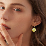 14K Gold Plated Natural Jade  Earrings for Women Good Fortune Jewelry Birthday Mother's Day Gifts