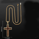 14K Gold Plated Wooden Cross Necklace Jewelry Gift for Him