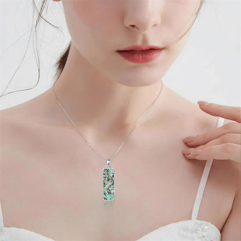 Sterling Silver Abalone Shell Bar Cardinal Bee Butterfly Hummingbird Dragonfly Phoenix Pendant Necklace for Women