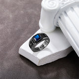 Sterling Silver Personalized Black Class Graduation Ring High School Ring for Men