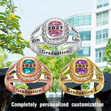Sterling Silver Customizable Birthstone Engraved High School College Graduation Class Ring