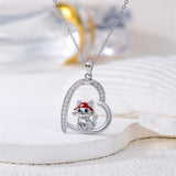 Cat Mushroom Necklace 925 Sterling Silver Kitty Cute Animals Pendant Necklace Cat Jewelry Presents for Women Girls
