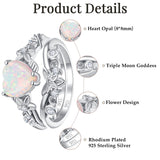 Sterling Silver 10K 14K 18K Gold Heart Moss Agate Opal Cubic Zirconia Promise Rings For Women