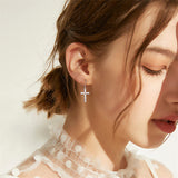 Mustard Seed Cross Earrings 925 Sterling Silver Cross Dangle Drop Earring Gifts for Women