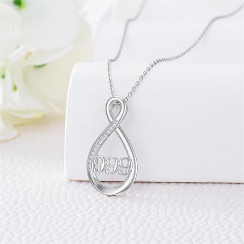 Sterling Silver 111 222 333 444 555 777 888 999 Infinity Angel Number Pendant Necklace