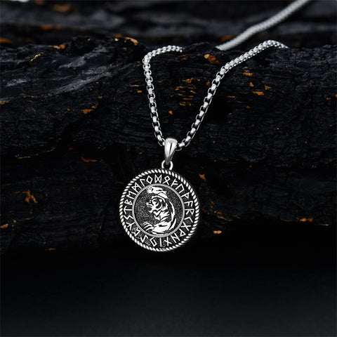 Sterling Silver Viking Dragon Eagle Wolf Animal Pendant Necklace for Men