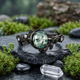 Sterling Silver 10K 14K 18K Gold 1-4CT Moss Agate Engagement Ring Promise Ring