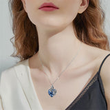 Sterling Silver Heart TearDangle Crystal Rose Cremation Urn Necklace for Ashes