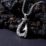 Sterling Silver Deer Bass Fish Wild Duck Fish Hook Pendant Necklace Hunting Jewelry Gifts for Men