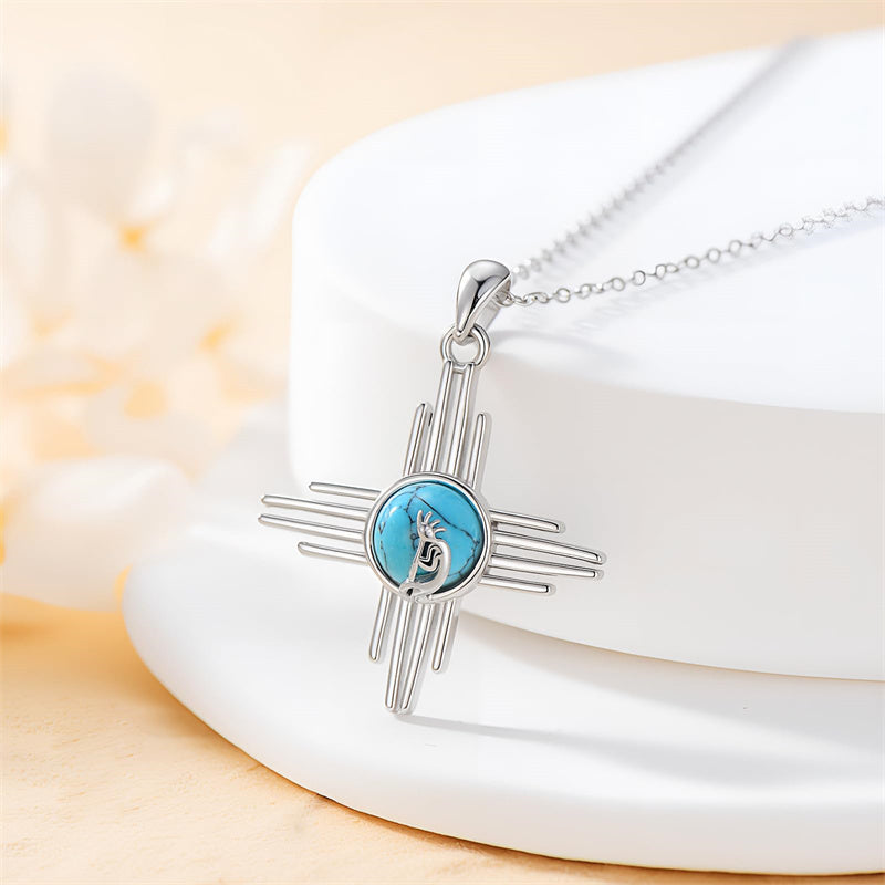 Sterling Silver Turquoise Kokopelli Arrowhead Cross Zia Roadrunner Zia Fox Arrowhead Eagle Pendant Necklace