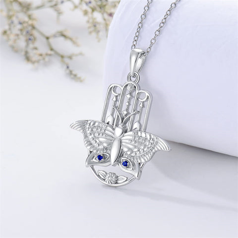 Sterling Silver Hamsa Tree of Life Viking Lion Butterfly Evil Eye Yin Yang Eye of Horus Pendant Necklace