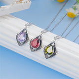 Sterling Silver Birthstone Teardrop Infinity Celtic Knot Pendant Necklace