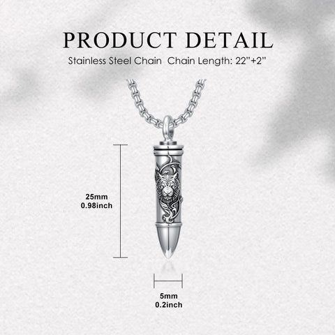 Sterling Silver Animal Angel Wings Pet Jesus Bullet Urn Necklaces for Ashes for Men