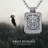 Sterling Silver Eagles Wolf Lion Pendant Necklace For Men with Stainless Steel Chain
