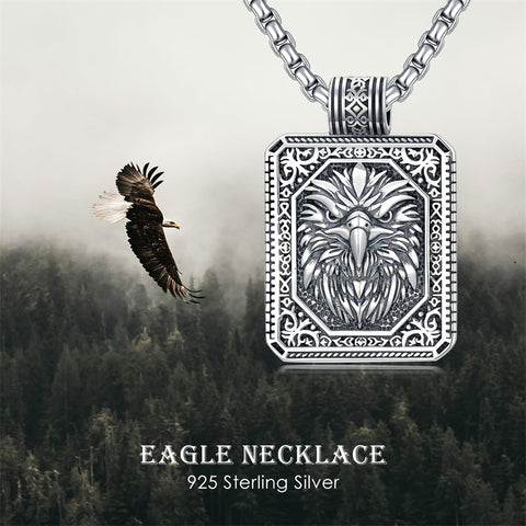 Sterling Silver Eagles Wolf Lion Pendant Necklace For Men with Stainless Steel Chain