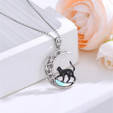 Sterling Silver Moonstone Wolf Cat Koala  Lion Moon Pendant Necklace