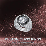Sterling Silver 10K 14K 18K Gold Personalized Class Ring for Men