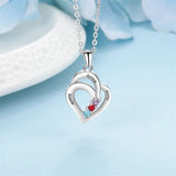 10K 14K 18K Gold Personalized 3 Birthstone Engraved Heart Pendant Necklace