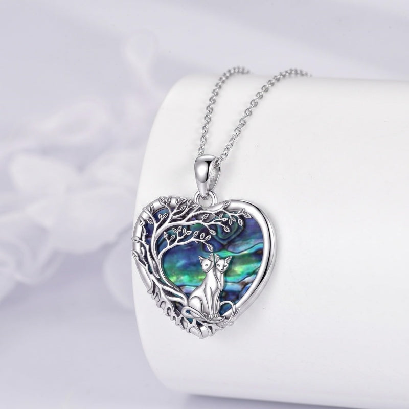 Sterling Silver Tree of Life Heart Shaped Horse Cat Dragonfly Butterfly Hummingbird Pendant Necklace