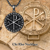 Sterling Silver Chi Rho Alpha Omega PX XP Symbol Pendant Religious  Necklace