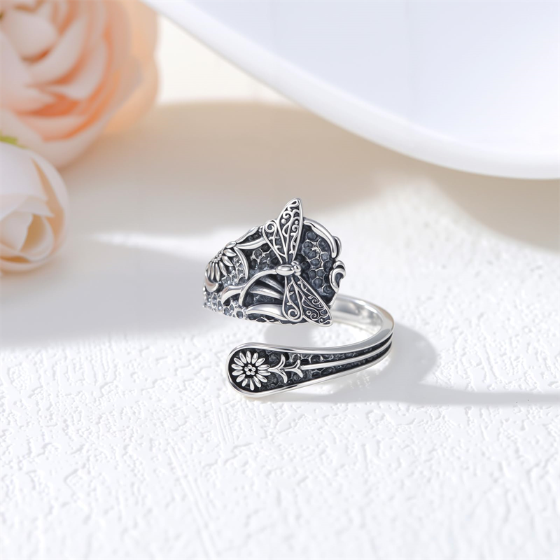 Sterling Silver Vintage Bee Butterfly Dragonfly Hummingbird Tree of Life Sunflower Spoon Rings
