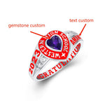 Sterling Silver Personalized Class Ring Graduation Ring for Women