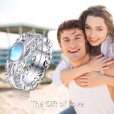 Fidget Rings for Anxiety 925 Sterling Silver Moonstone Moss Agate Spinner Rings for Women Anti Stress Gifts Band