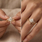 Sterling Silver 10K 14K 18K Gold 1CT-4CT Heart Round Teardrop Oval Moissanite Engagement Rings Set for Women
