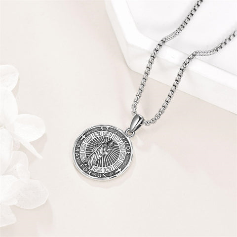 Sterling Silver Saint Gabriel,Saint Jude,Saint Benedict,Saint Patrick ,Saint Peregrine Pendant Necklace