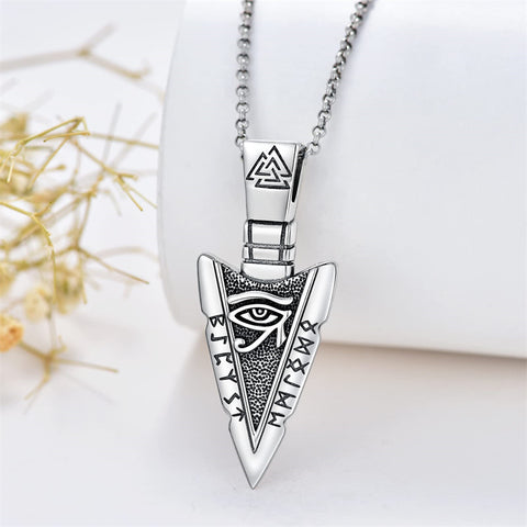 Sterling Silver Viking Arrowhead Pendant Necklace for Men