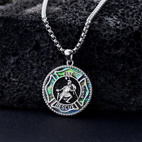 Sterling Silver Crown of Thorns Jesus St Benedict St Michael Pendant Necklace