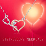Sterling Silver  Heart Birthstone Stethoscope Pendant Necklace Medical Gifts for  Doctors Nurses RN APRN CNA EMT