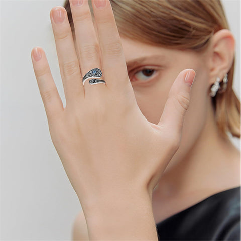Sterling Silver Adjustable Dragon Moth Octopus Shark Stingray Sea Turtle Spoon Ring