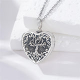 Sterling Silver Heart Personalized Photo Tree of Life Urn Necklaces for Ashes