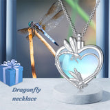 Sterling Silver Moonstone Dragonfly Urn Necklace for Ashes