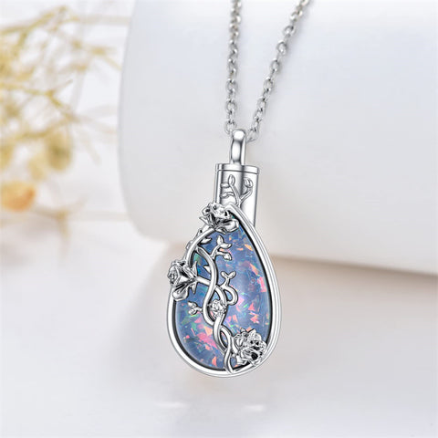 Sterling Silver Rose Urn Necklace for Ashes