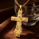 St Michael St Benedict  St Christopher Virgin MaryPendant Necklace 14K Gold Plated Christian Catholic Jewelry