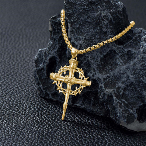 Sterling Silver Nail Cross Pendant Necklace for Men