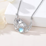 Sterling Silver Moonstone Celtic Knot Raccoon Otter Pig Dolphin Cow Pendant Necklace Birthday Mother's Day Gift