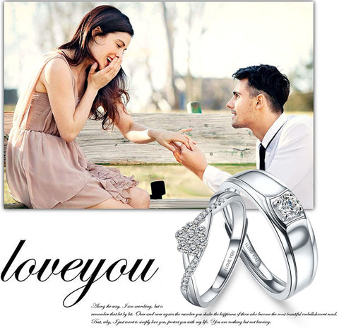 Sterling Silver Cubic Zirconia Endless Love Matching Set Couple Rings