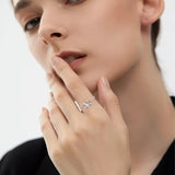Sterling Silver 10K 14K 18K Gold Personalized Engraved 1-3 Carat Round Moissanite   Anniversary  Engagement Ring