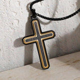 14K Gold Plated Wooden Cross Necklace Jewelry Gift for Him