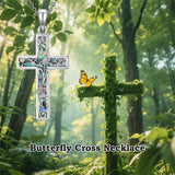 Sterling Silver Abalone Shell Bee Butterfly Dragonfly  Hummingbird Ladybug Cross Pendant Necklace for Women
