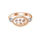 Sterling Silver Personalized Birth Flower Ring Wildflower Nature Ring