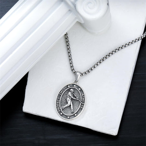 Sterling Silver Baseball Soccer Hockey Football Basketball Taekwondo Tennis Golf Runner Pendant Necklace