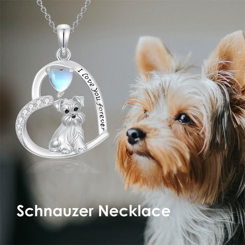Sterling Silver Pitbull Yorkie Schnauzer Pendant Necklace Gifts for Women