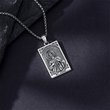 Sterling Silver Saint Anthony Saint Jude Saint Christopher   Saint Michael Amulet Religious Pendant Necklace