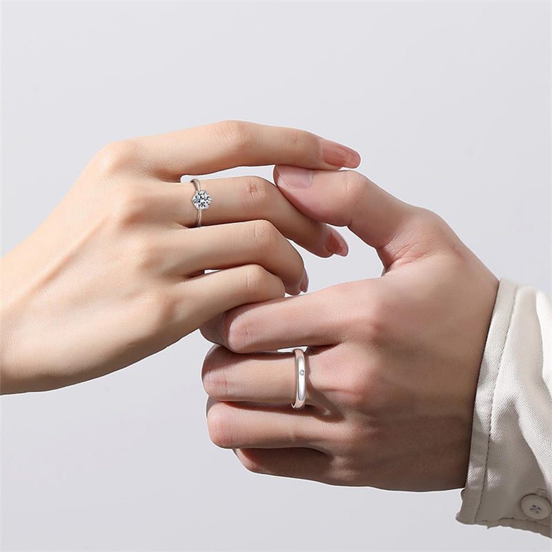 Copper Cubic Zirconia Cubic Adjustable Matching Couple Rings